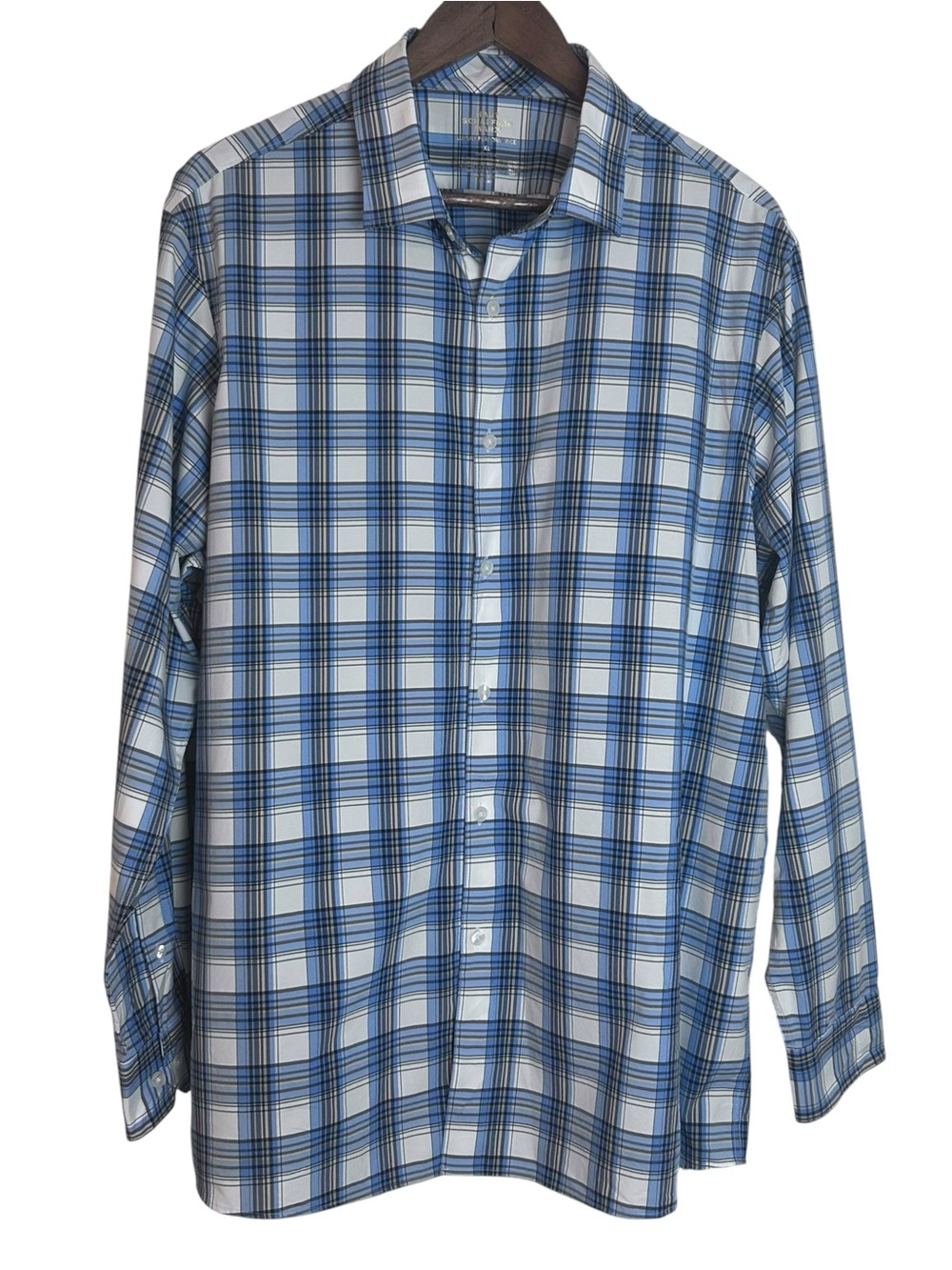 Hart Schaffner Marx Luxury Performance Plaid Shirt Mens XL Blue Preppy Classic